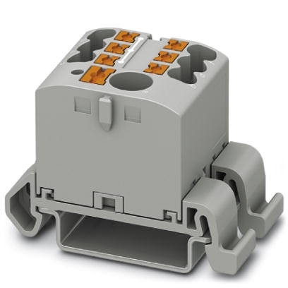 Phoenix Contact Finger-Safe Power Distribution Block; PTFIX 6/6X2.5-NS35A GY; 41A; 7-Pole; Push-In Terminals; 1/1 Line/Load Terminal Openings; DIN Rail - Lengthwise Mount